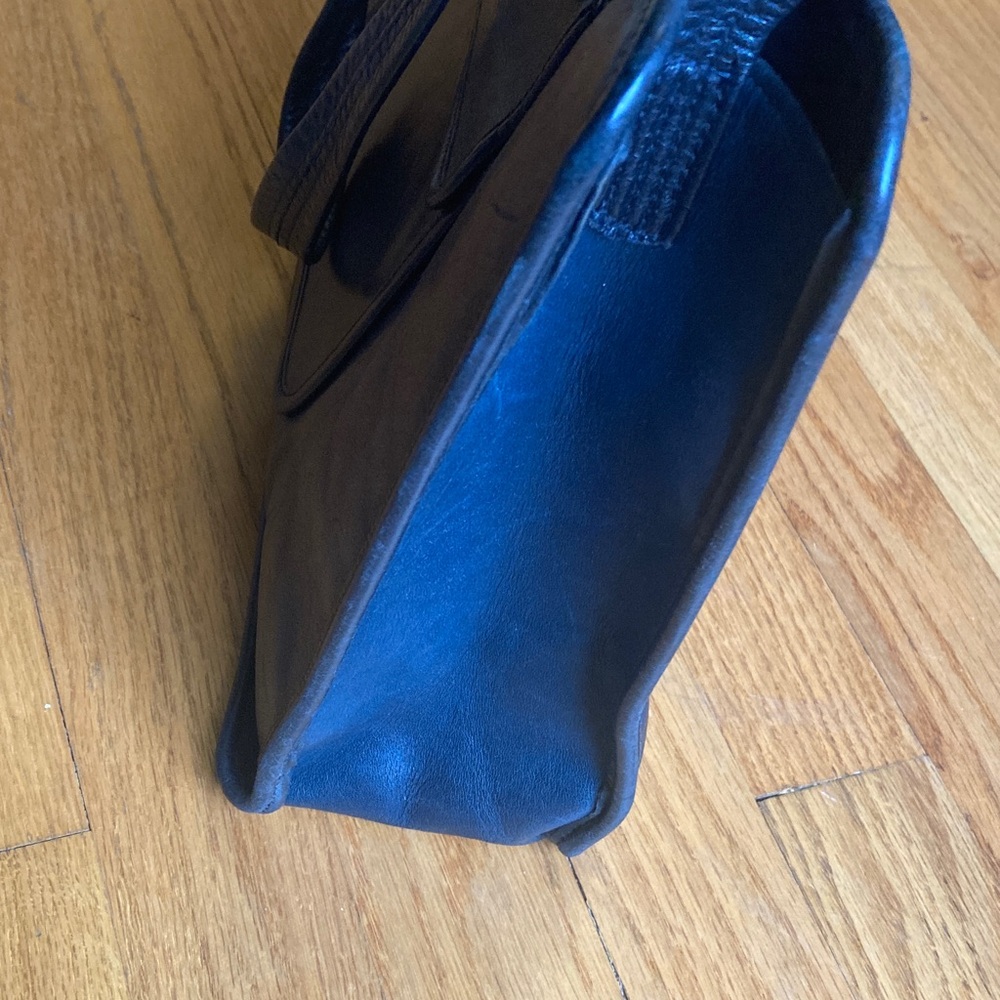 Vintage Navy Handmade Leather Large Tote Bag Handles & Shoulder Strap - Picture 11 of 15